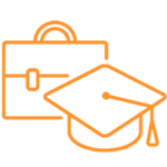 Graduation cap and briefcase icon