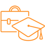 Graduation cap and briefcase icon